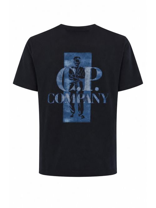T-shirt in jersey di cotone 30/1 con stampa Total Eclipse Blue C.P. COMPANY | 20CMTS143A 110579W888
